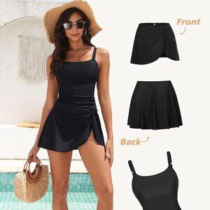 Blooming Jelly Womens One Piece Swimsuit with Swim Skirt